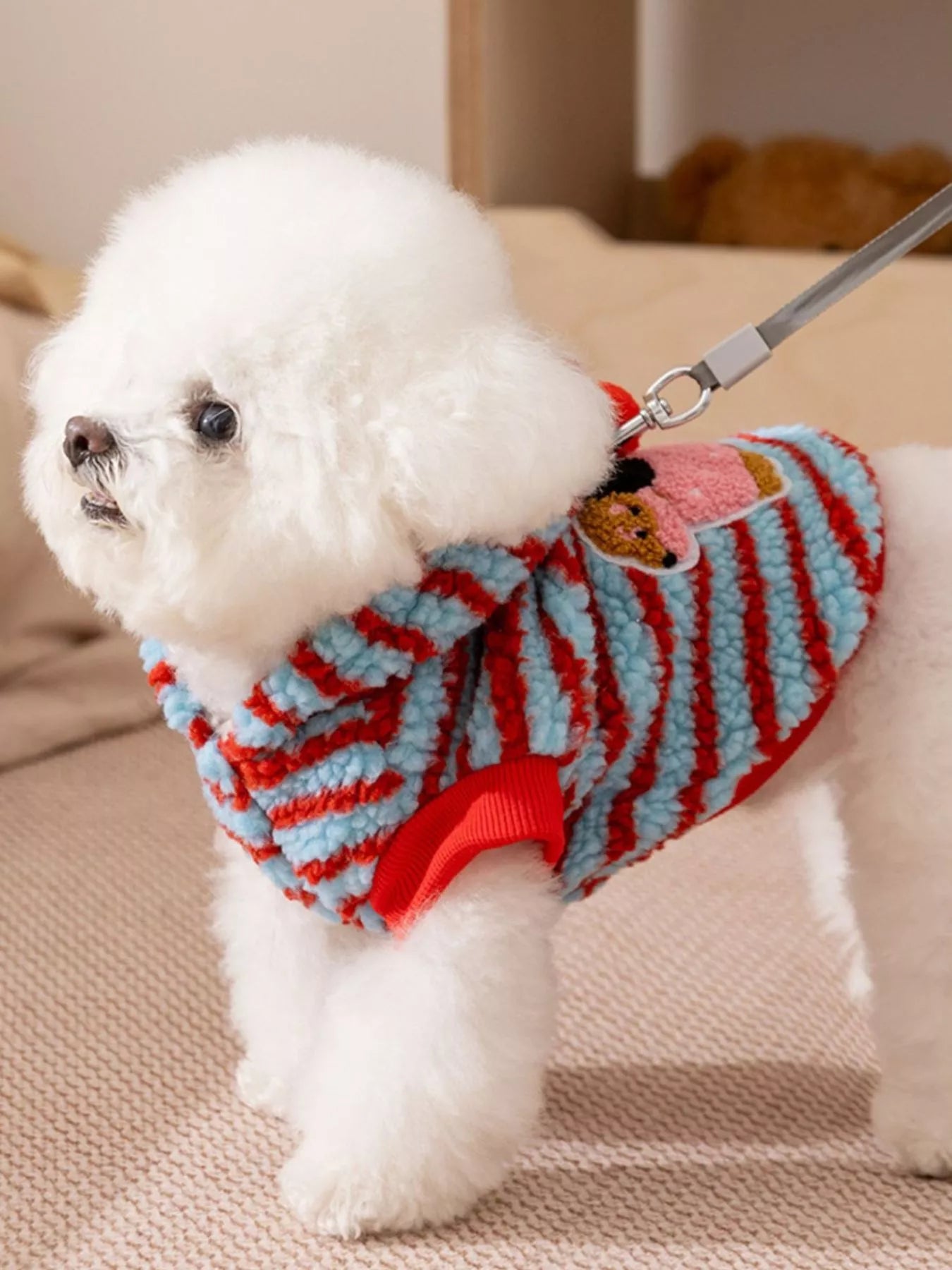 Striped Hooded Plush Pet Sweater - Loving It Shop