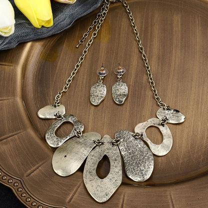 Alloy Geometric Irregular Oval Colorful Oil Necklace Hollow Design Women&