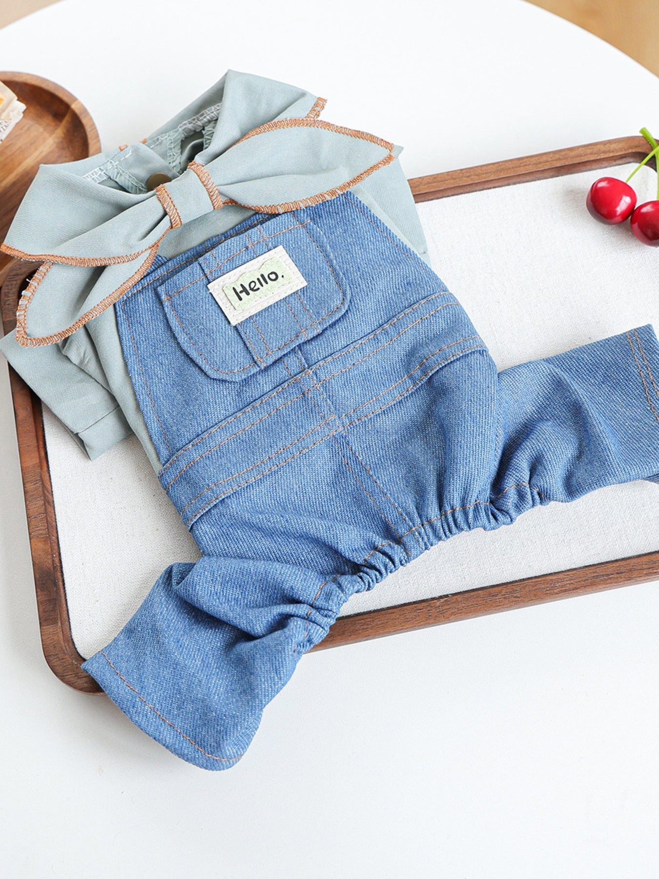 Denim Pet Jumpsuits with Bowknot - Loving It Shop