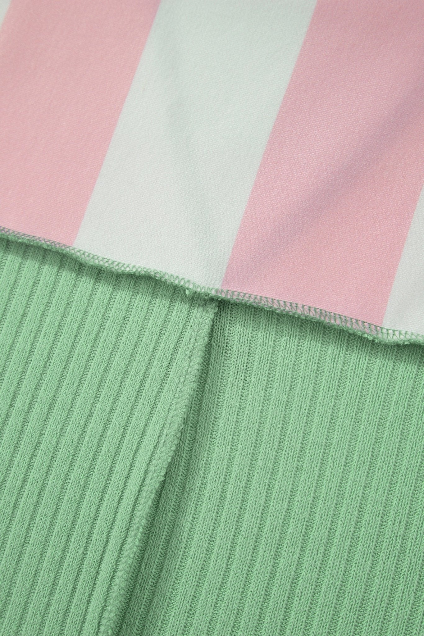 Pink Stripe Exposed Seam Ribbed Patchwork Oversized Tee - Loving It Shop