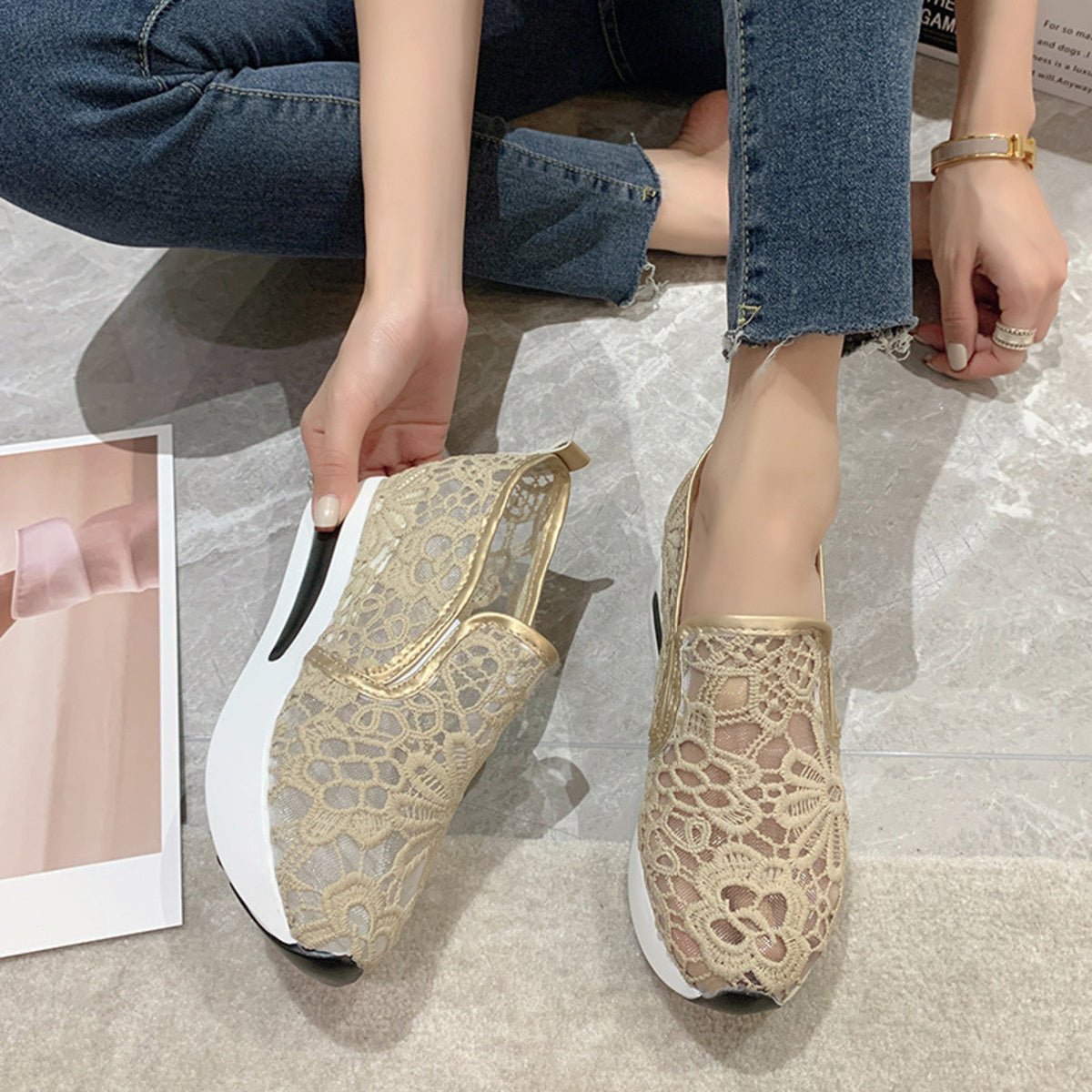 Lace Breathable Platform Slip - On - Loving It Shop