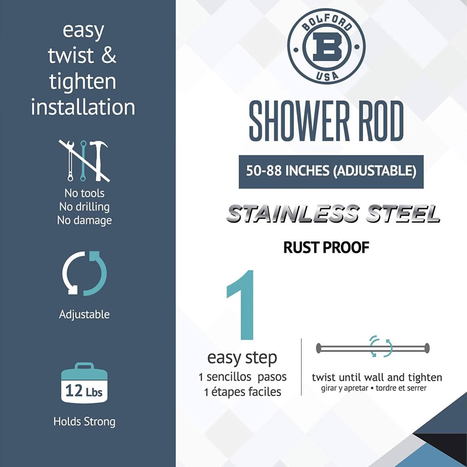 Bolford Shower Curtain &amp; Rod Set