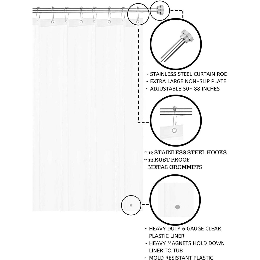 Bolford Shower Curtain &amp; Rod Set