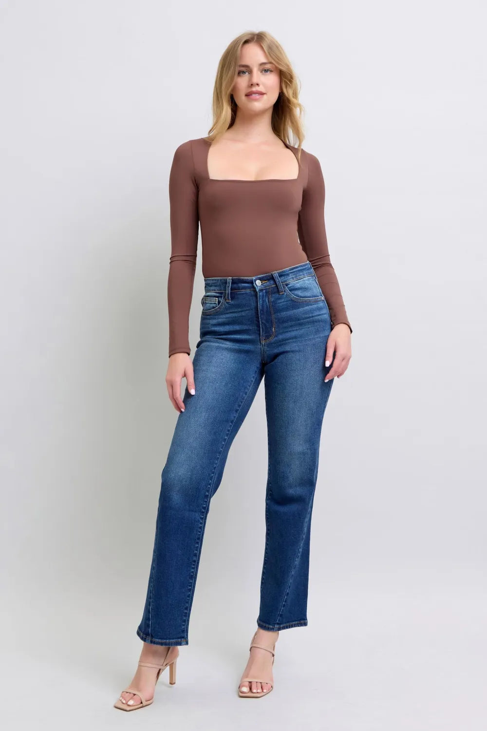 Full Size Side Seam Detail Straight Jeans with Pockets