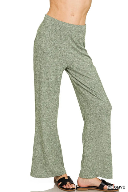 Soft Elastic Waisted Flare Pants