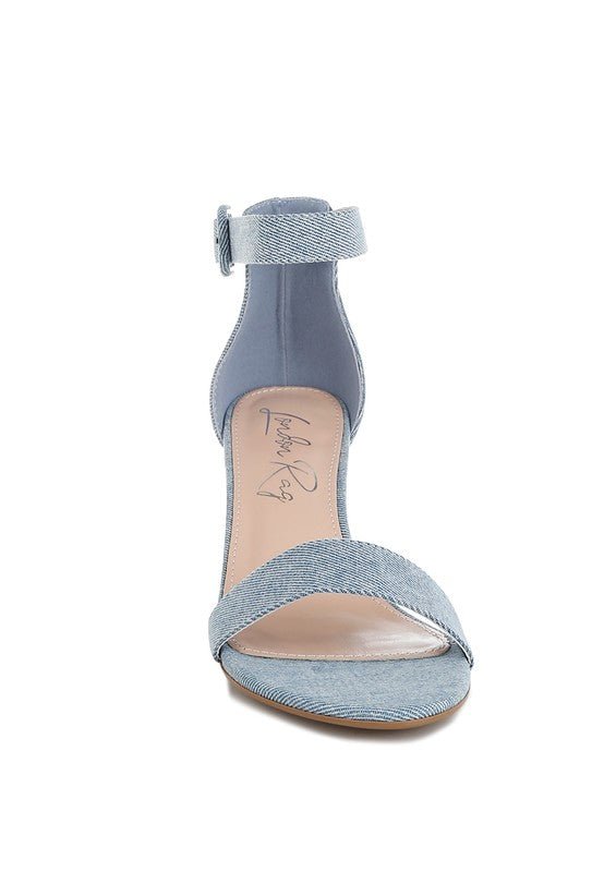 Ozula Denim Kitten Heel Sandals - Loving It Shop