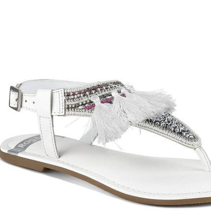 Risha Genuine Leather Tassel Sandals