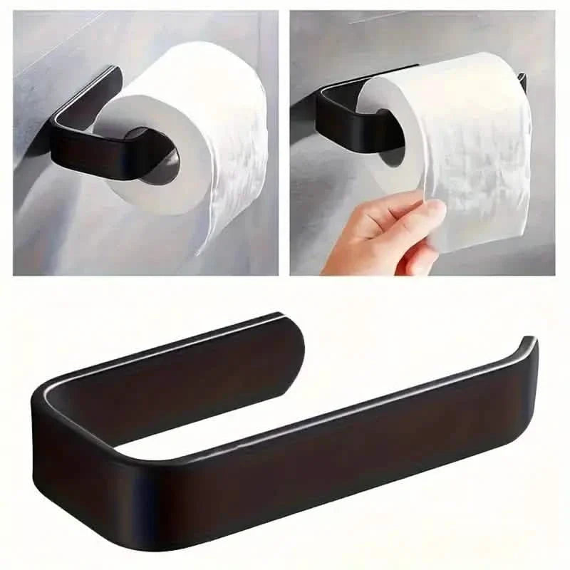 2-Pack: No-Drill Self-Adhesive Toilet Paper Holder – Black &amp; White