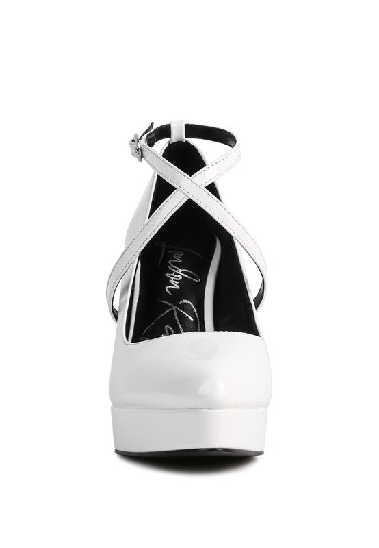 Pixie Dust Patent Faux Leather Cross Strap Pumps