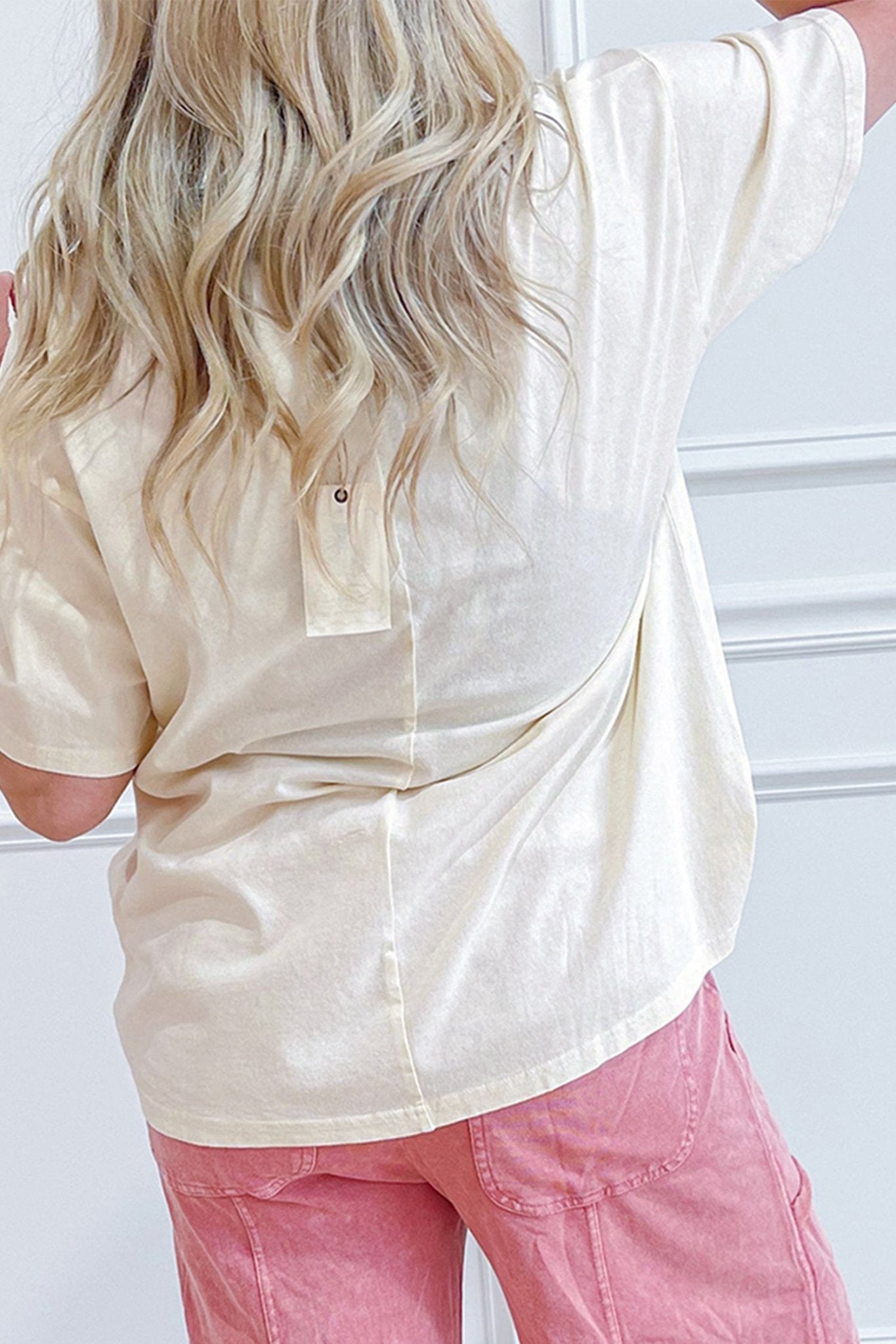 Beige Star Print Stud Detail Cotton Jersey Top - Loving It Shop
