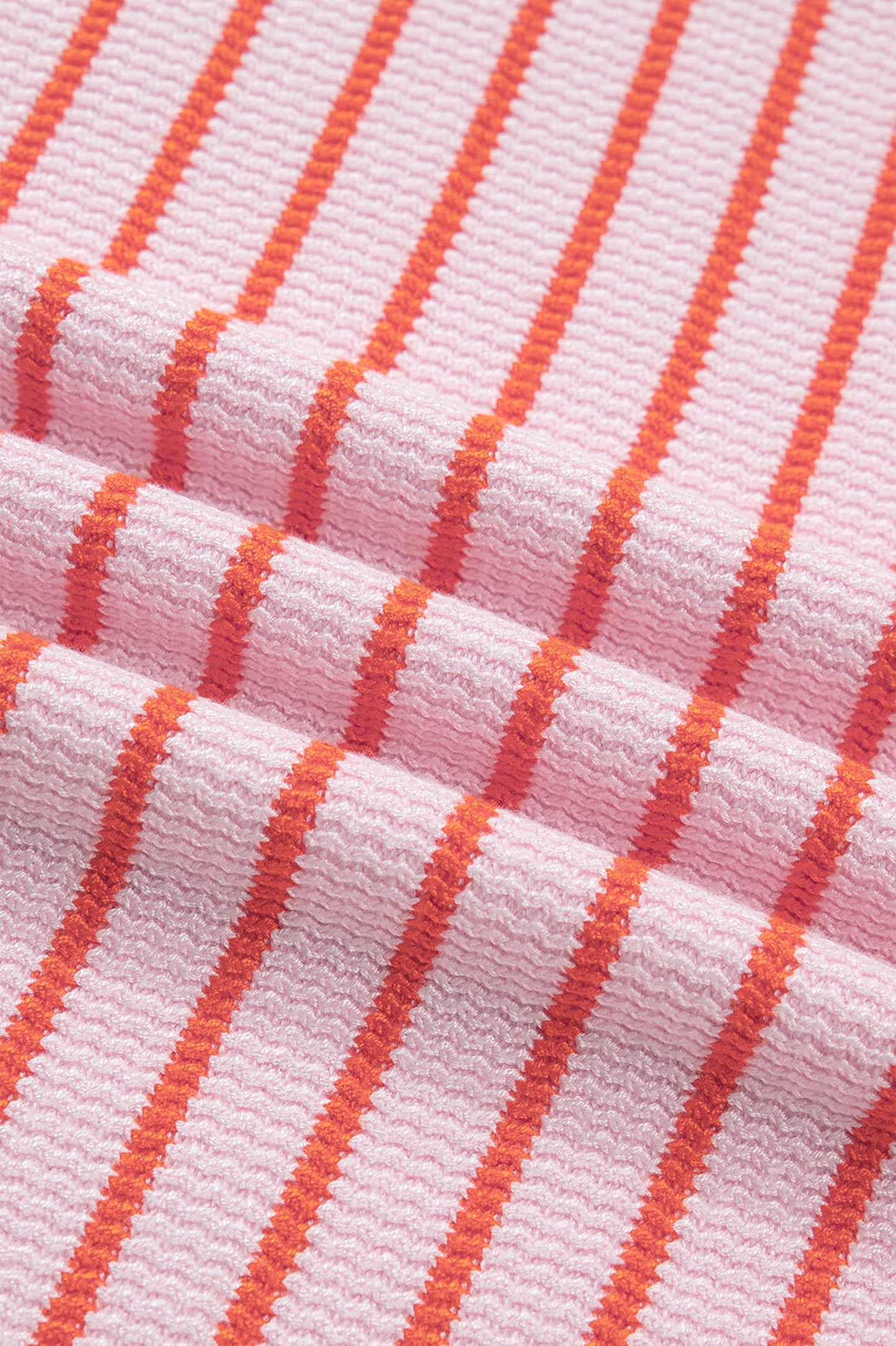 Pink Stripe Textured Knit Sleeveless Casual Sweater Top