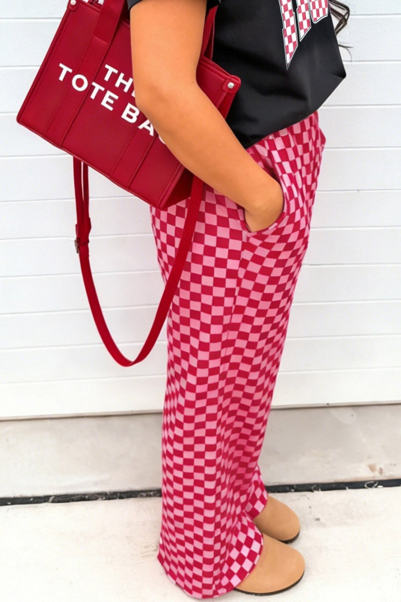 Rose Elastic Waist Plaid Full - length Shift Pants - Loving It Shop