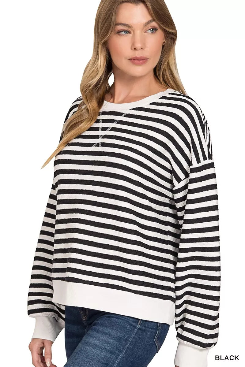 Striped Round Neck Sweatshirt