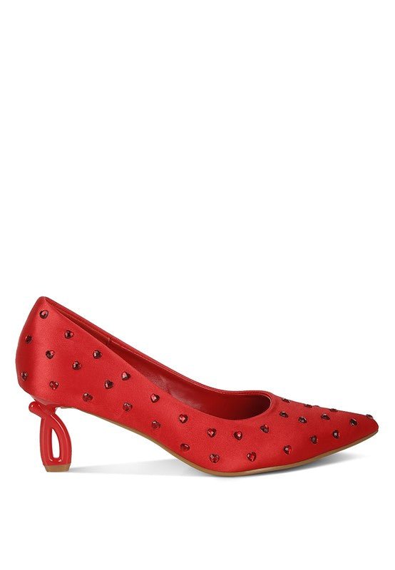 Madhara Heart - Shaped Rhinestones Pumps - Loving It Shop