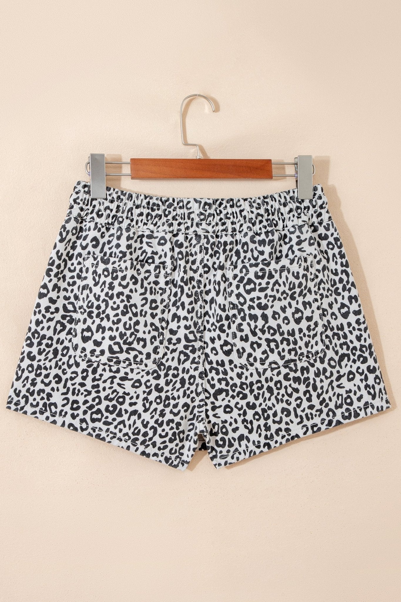 Khaki Leopard Print Tassel Drawstring Casual Denim Skort - Loving It Shop