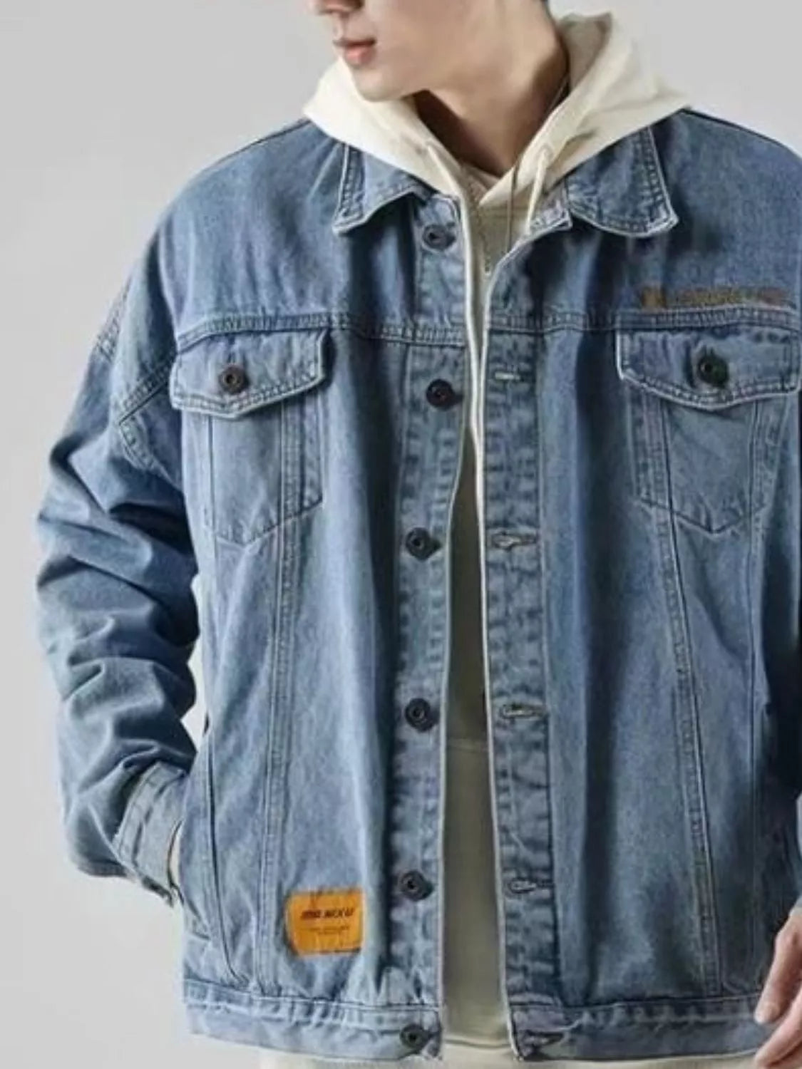 Men's Plus Size Button Up Denim Jacket