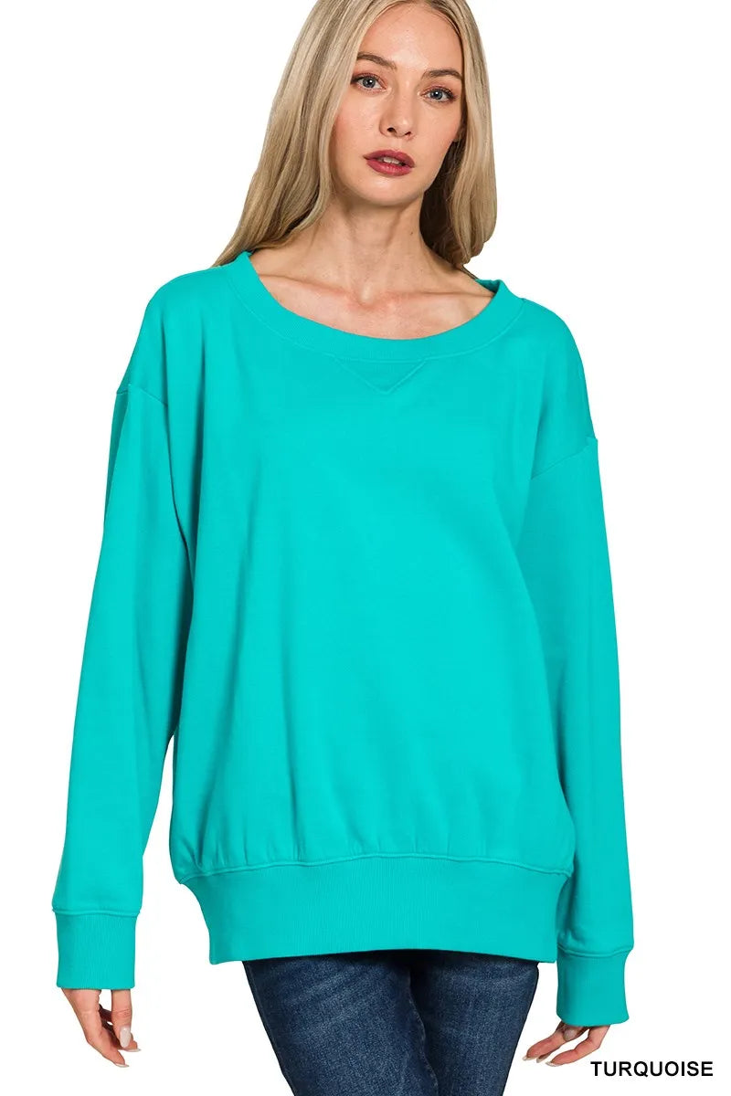Fleece Boat Neck Sweatshirt