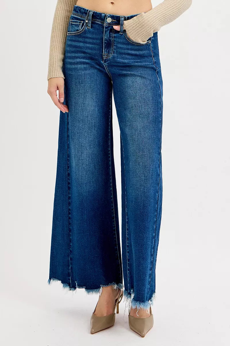 Full Size High Rise Ankle Wide Jeans Plus Size