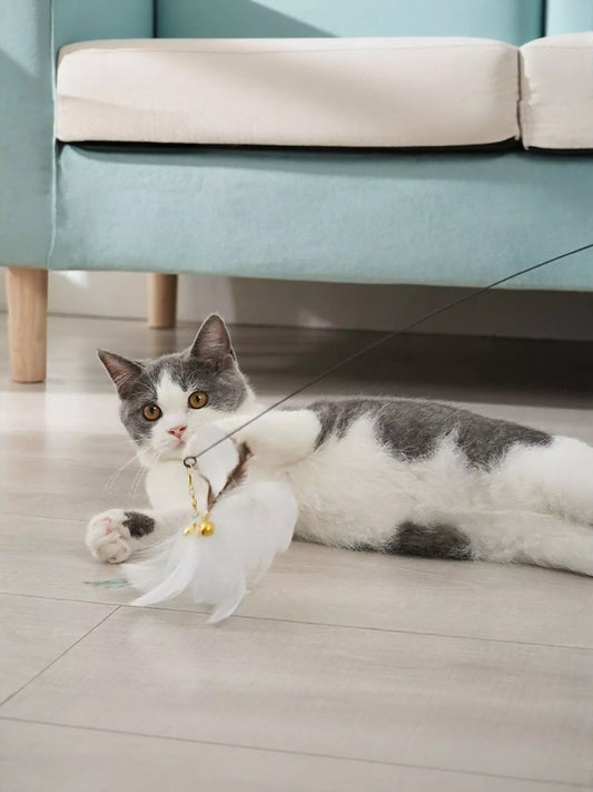 Interactive Feather Teaser Cat Wand Toy - Loving It Shop