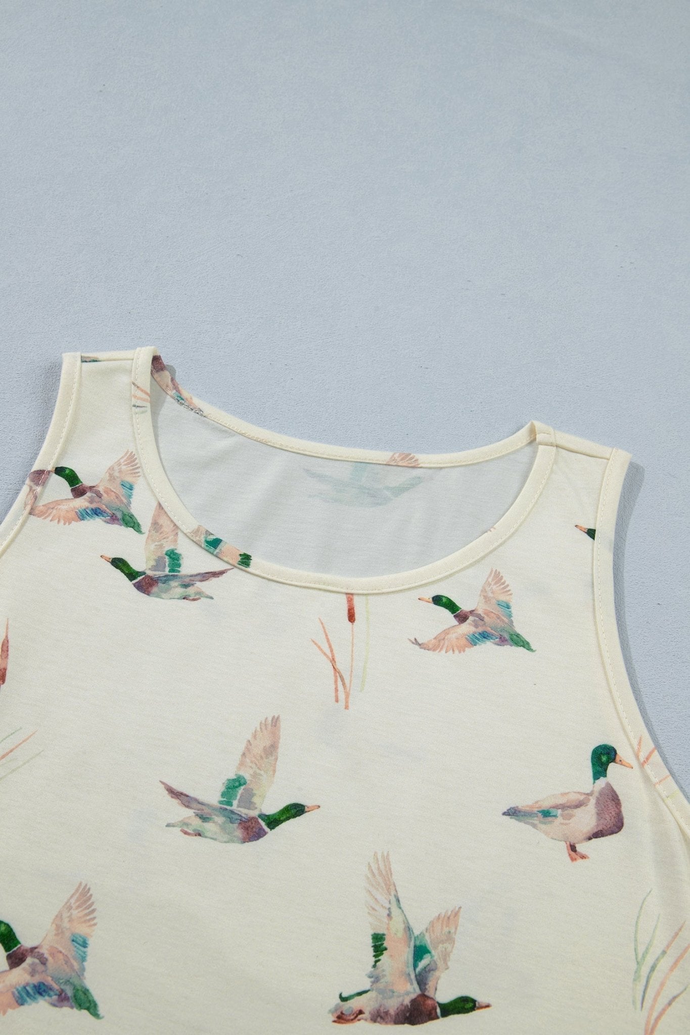 Beige Mallard Print Western Style Tank Top - Loving It Shop