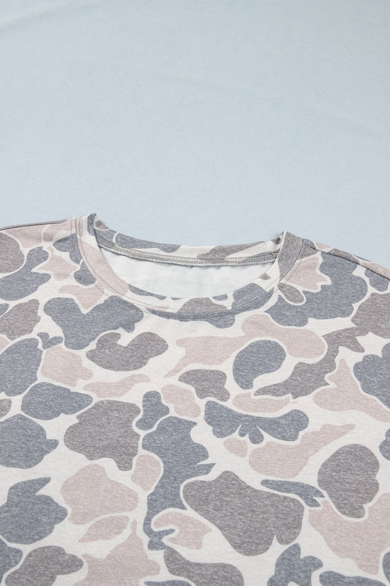 Multicolour Camouflage Print Short Sleeve Drop Shoulder Side Slit Casual Dress - Loving It Shop
