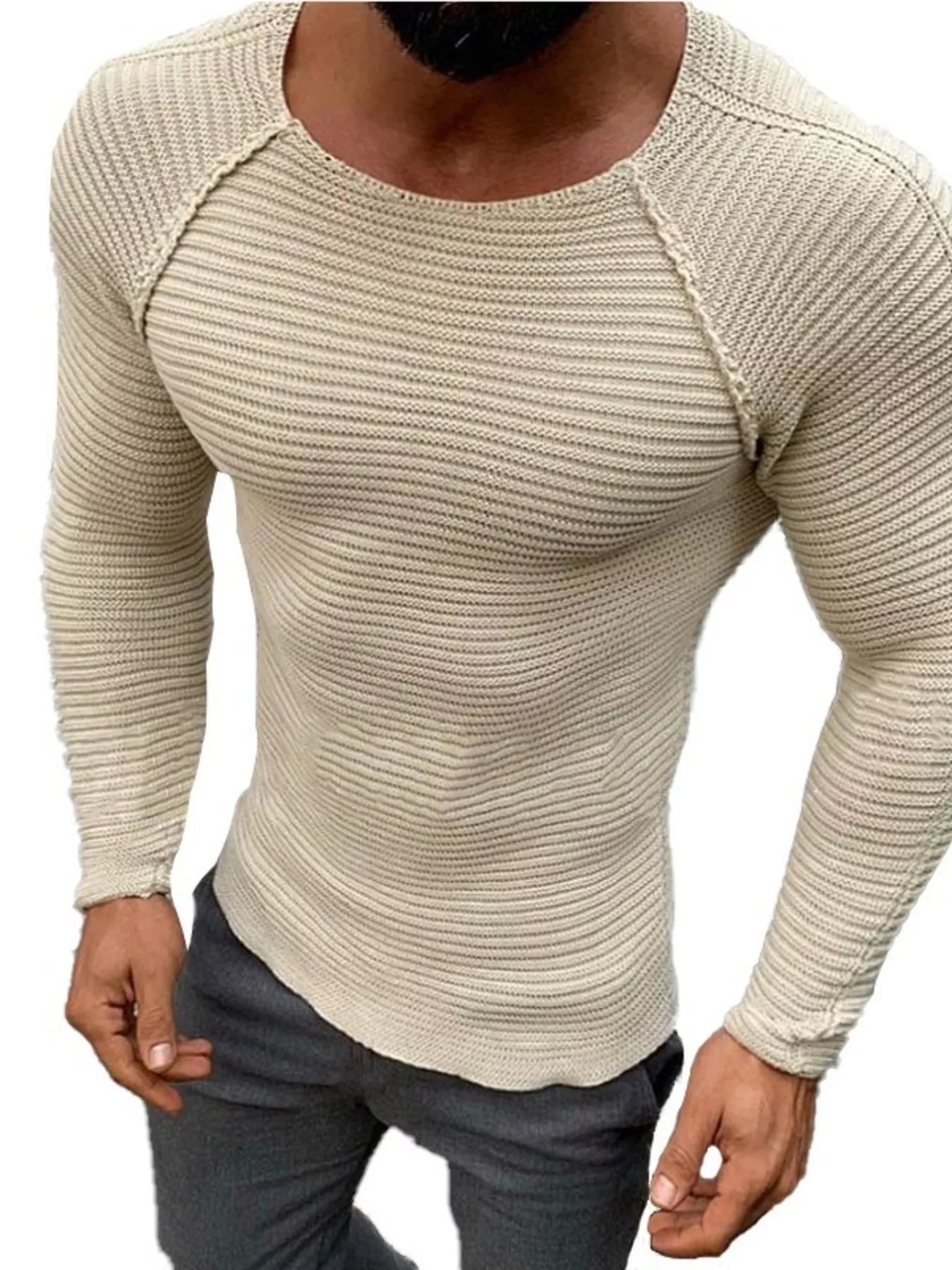 Men's Full Size Slim Fit Long Sleeve Sweater Plus Size