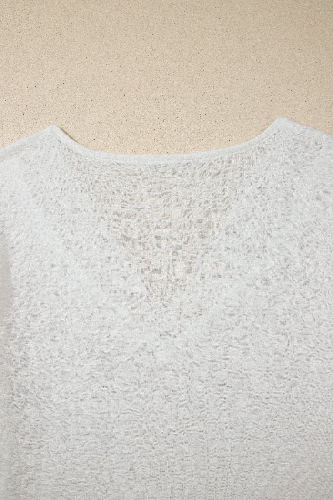 White Hollowed Lace Splicing V Neck T Shirt - Loving It Shop