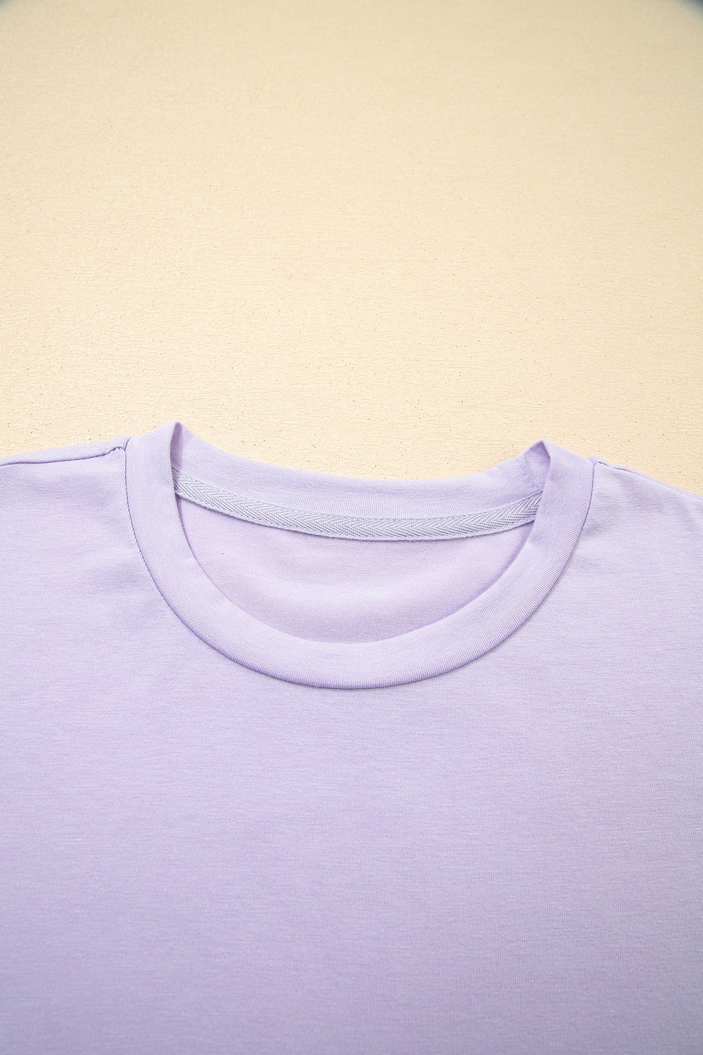 Orchid Petal Casual Plain Crew Neck Tee