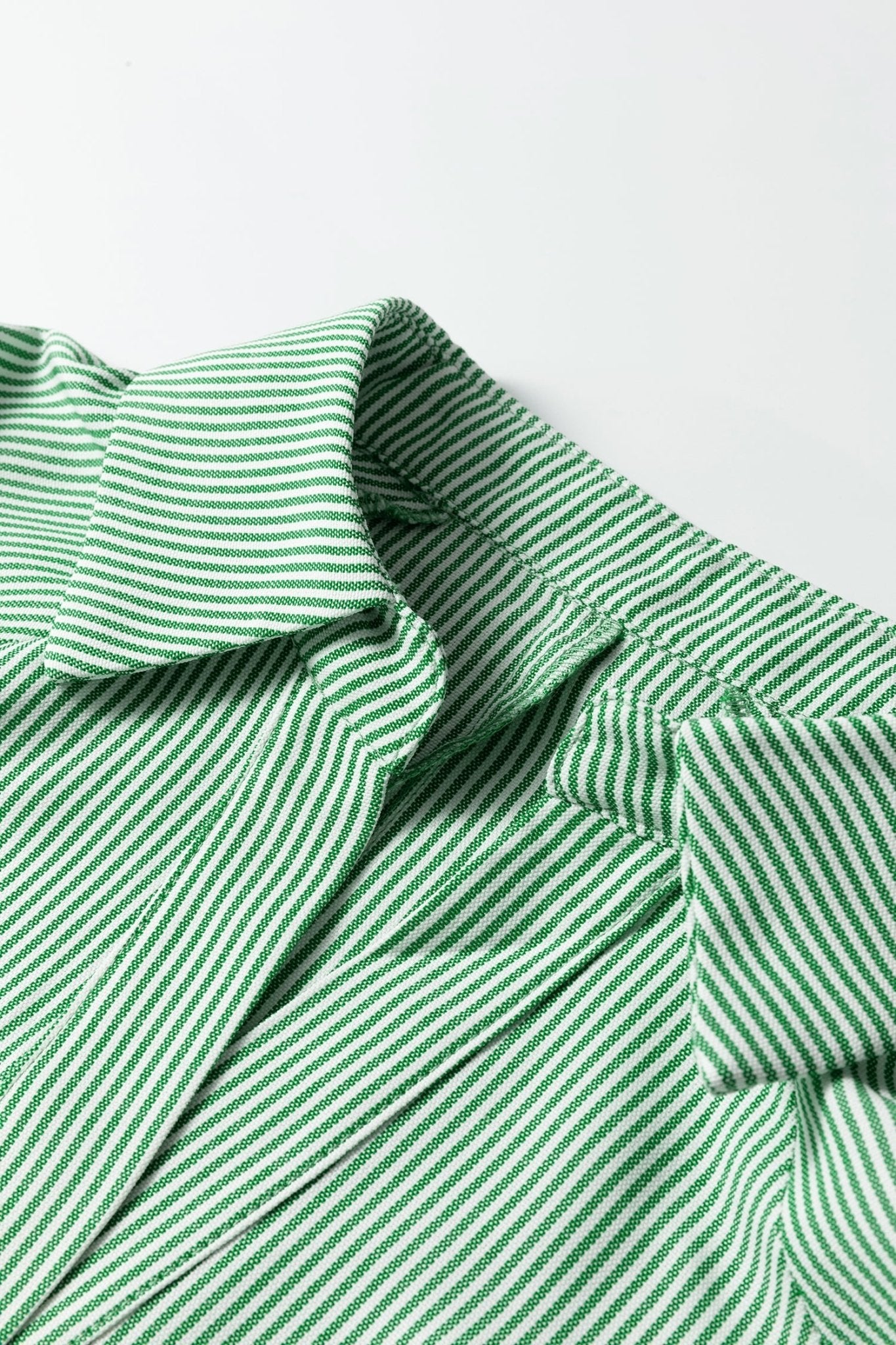 Mint Green Striped Print Collared Split Neck Half Sleeve Blouse - Loving It Shop
