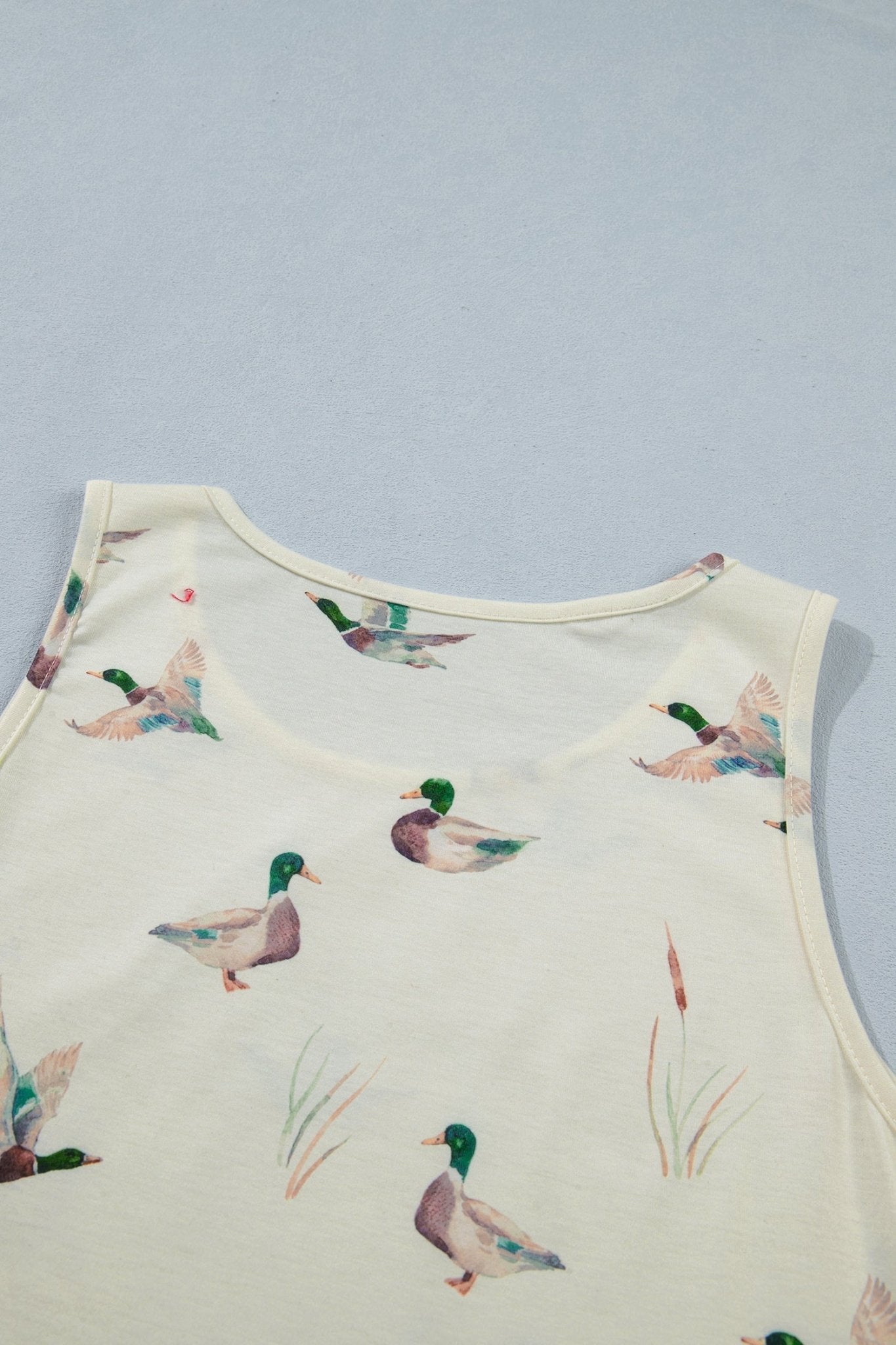 Beige Mallard Print Western Style Tank Top - Loving It Shop