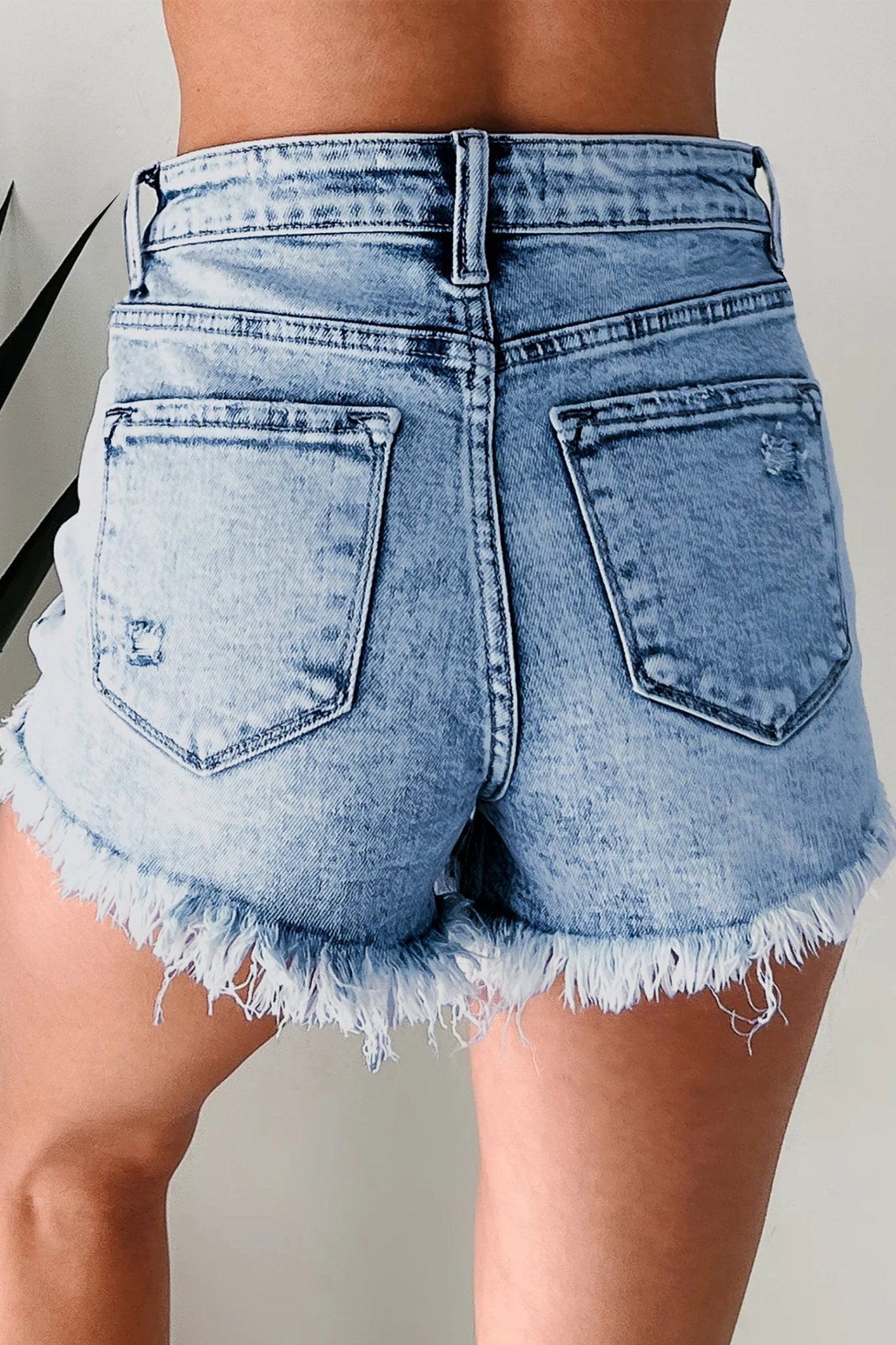 Beau Blue Distressed Acid Wash Denim Hot Shorts - Loving It Shop