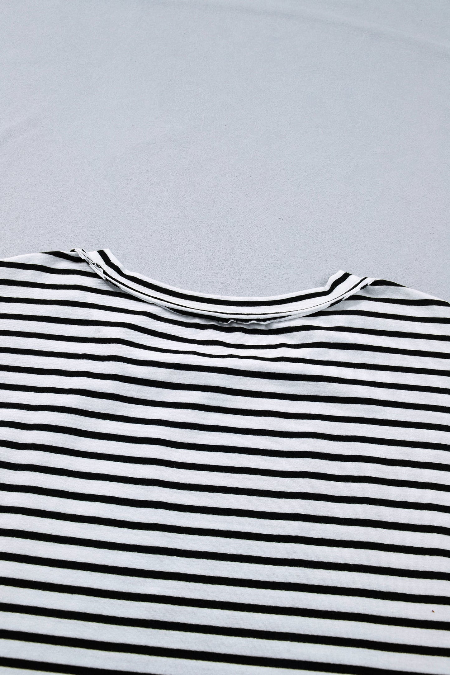 Black Stripe Plus Size Striped Short Sleeve Top with Floral Puff Sleeves