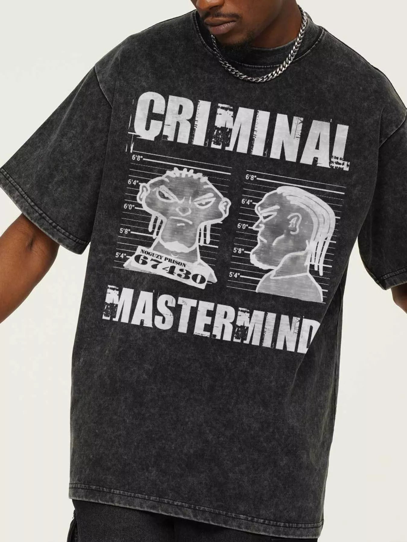 Men's Criminal Mastermind Graphic Oversized T-Shirt - Loving It Shop