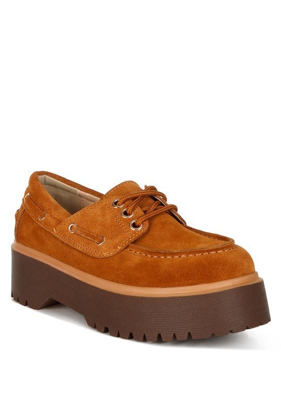 Cuckatoos Chunky Real Suede Leather Oxford Loafers - Loving It Shop