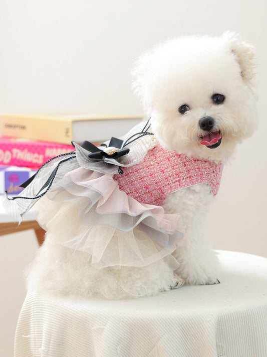 Tweed Pet Dress with Ruffle - Loving It Shop