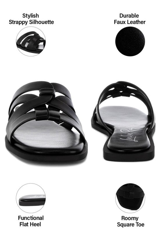 Sebal Strappy Faux Leather Slip Ons