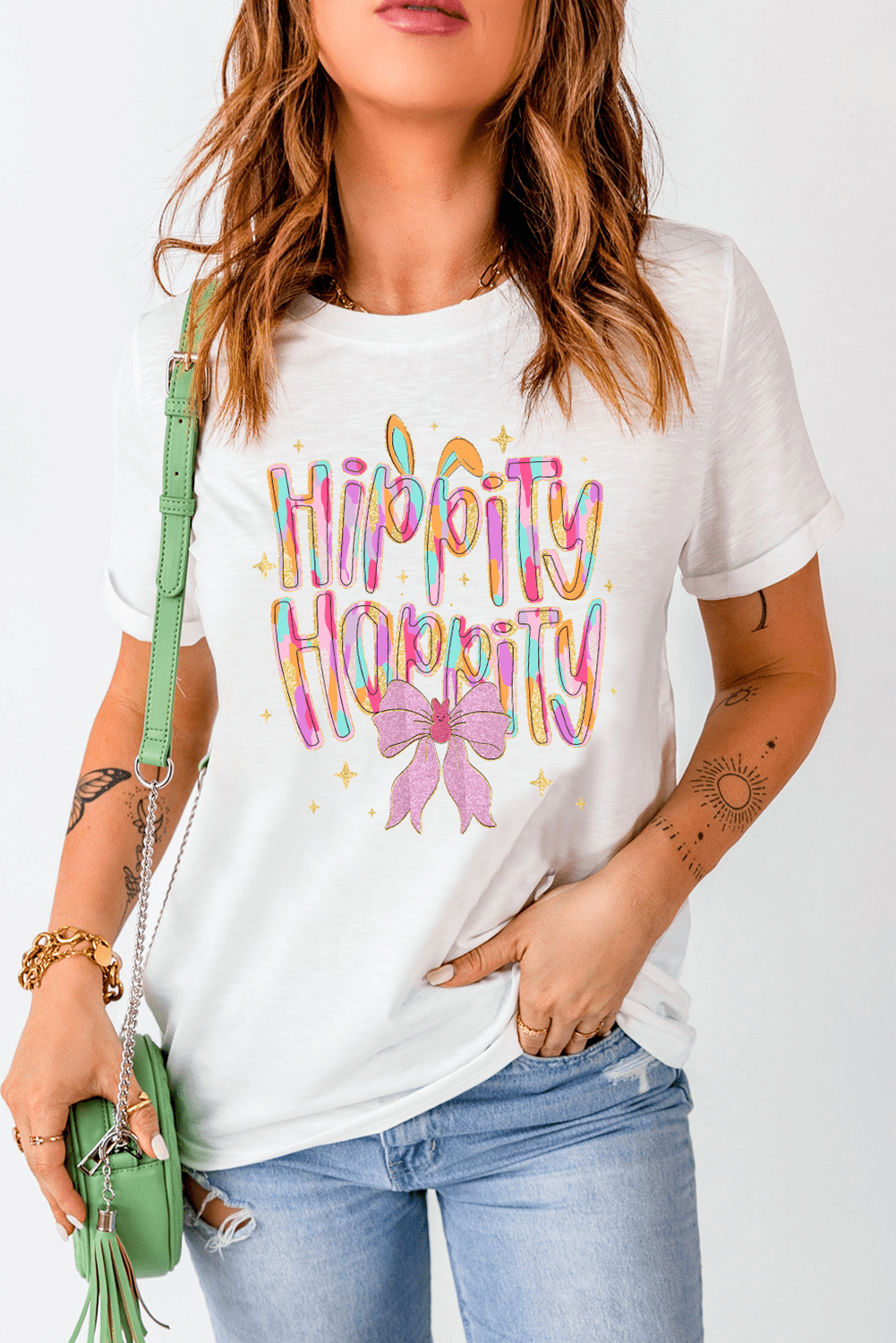 White Hippity Hoppity Graphic Loose Tee - Loving It Shop