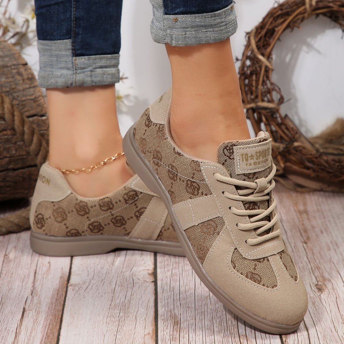 Lace Up Round Toe Sneakers - Loving It Shop
