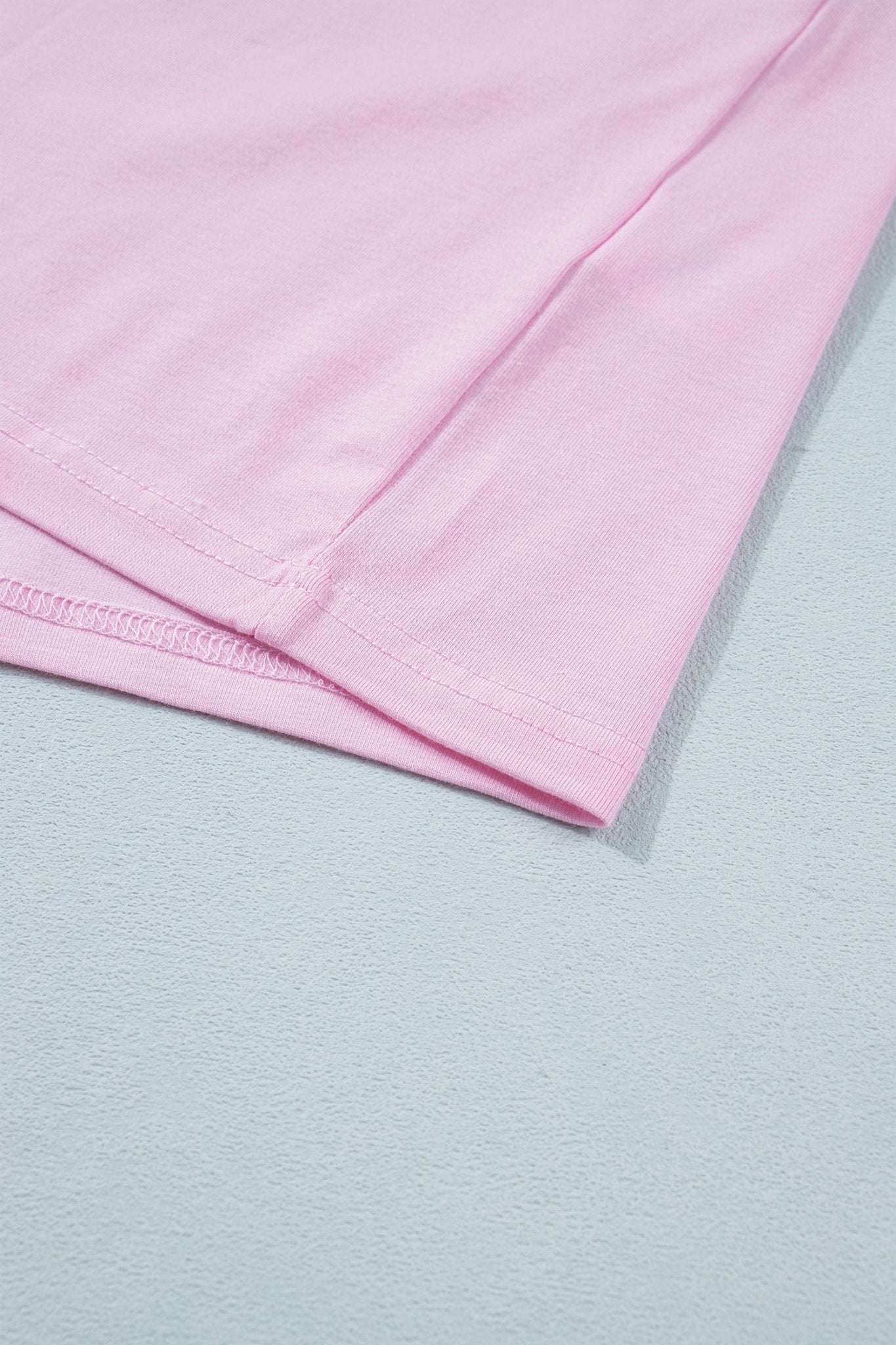 Gossamer Pink Embroidered Bow Detail Color Block Loose Tee - Loving It Shop