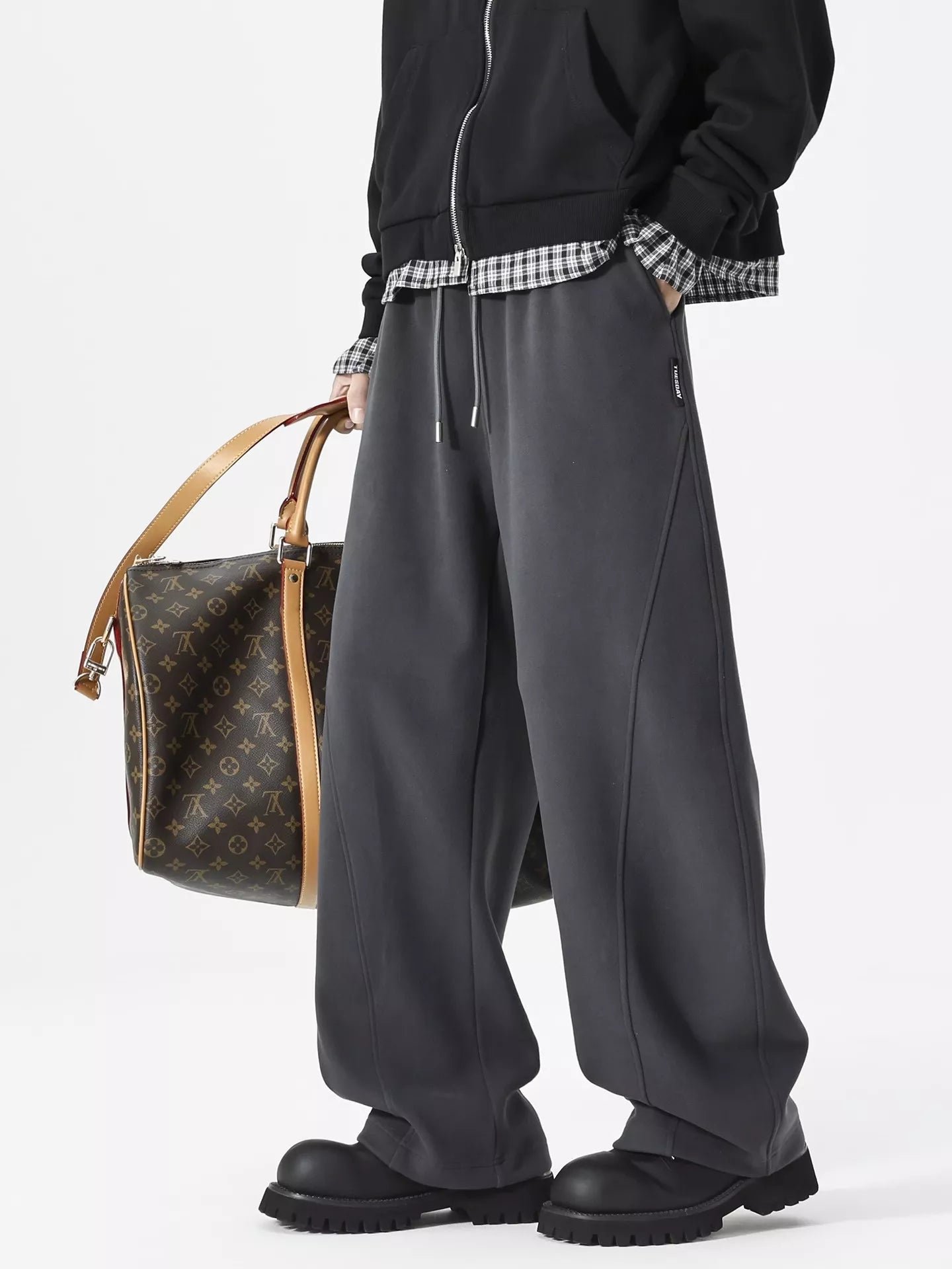 Men's Plus Size Wide Leg Casual Drawstring Pants
