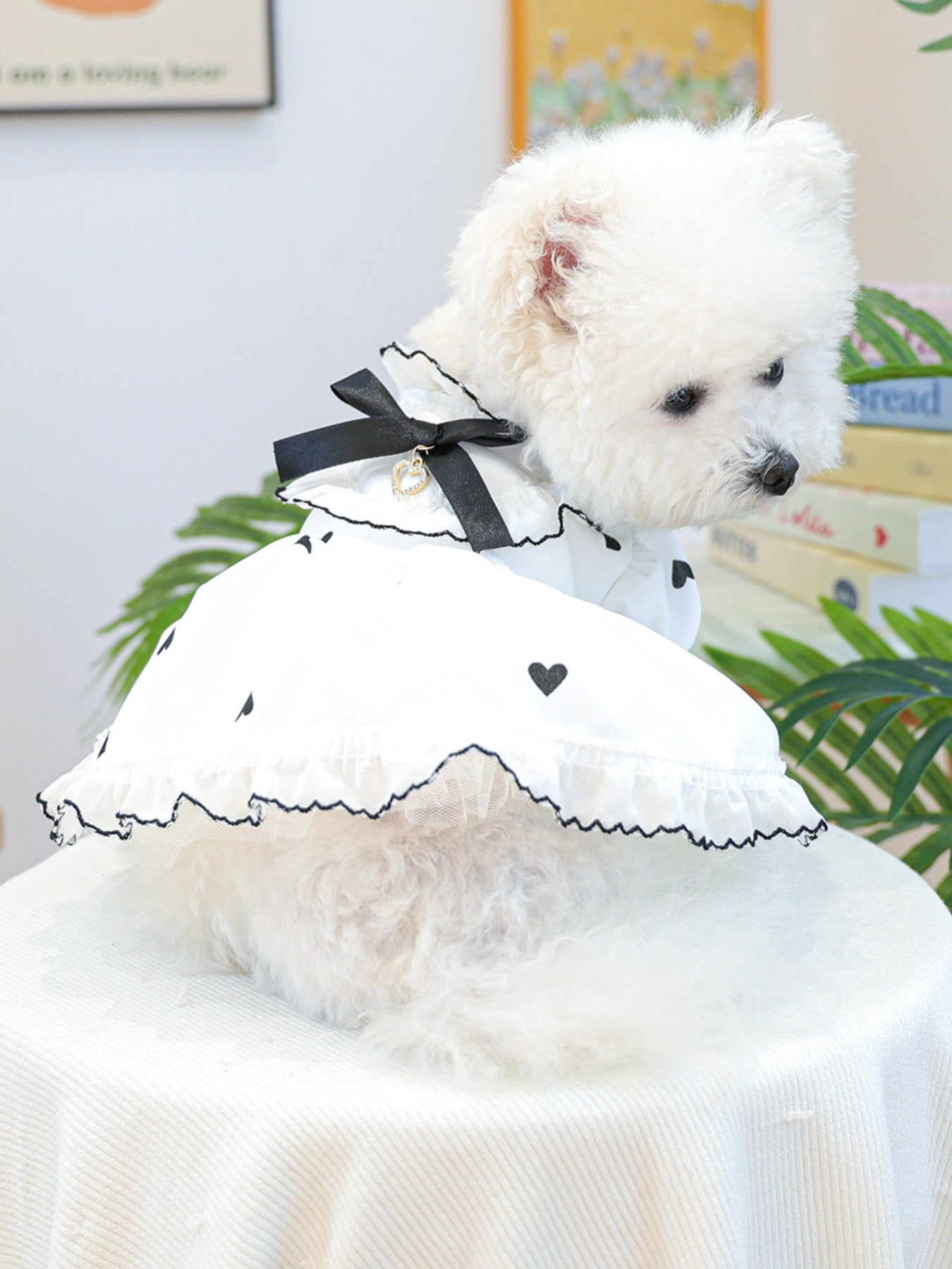 Heart - Patterned Bowknot Pet Dress - Loving It Shop