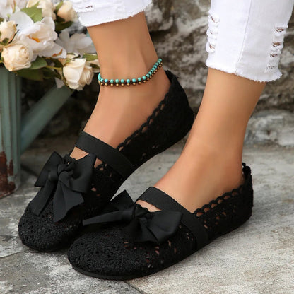 Bow Round Toe Flat Slip - Ons - Loving It Shop
