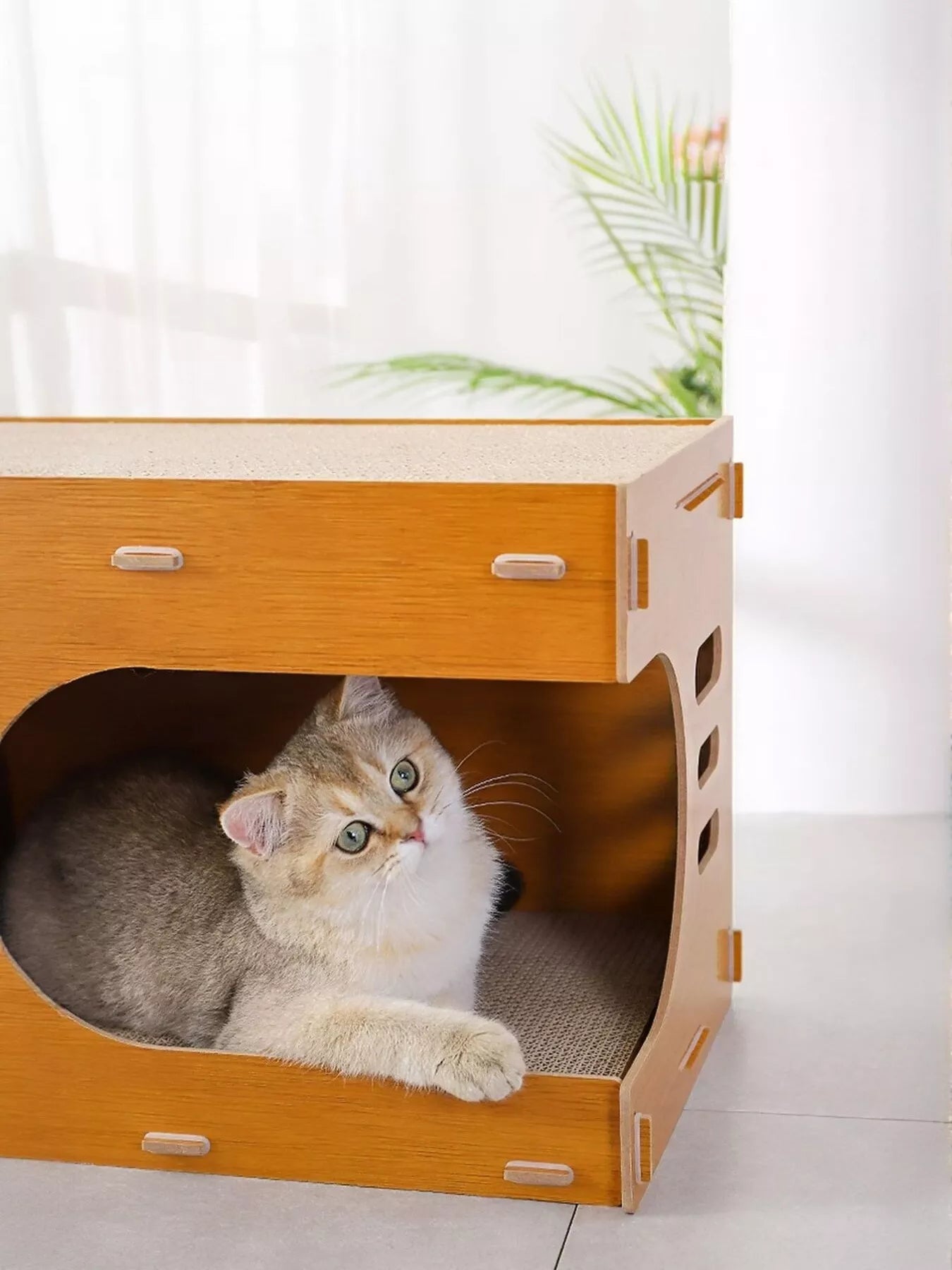 Wooden Corrugated Paper Cat House - Loving It Shop