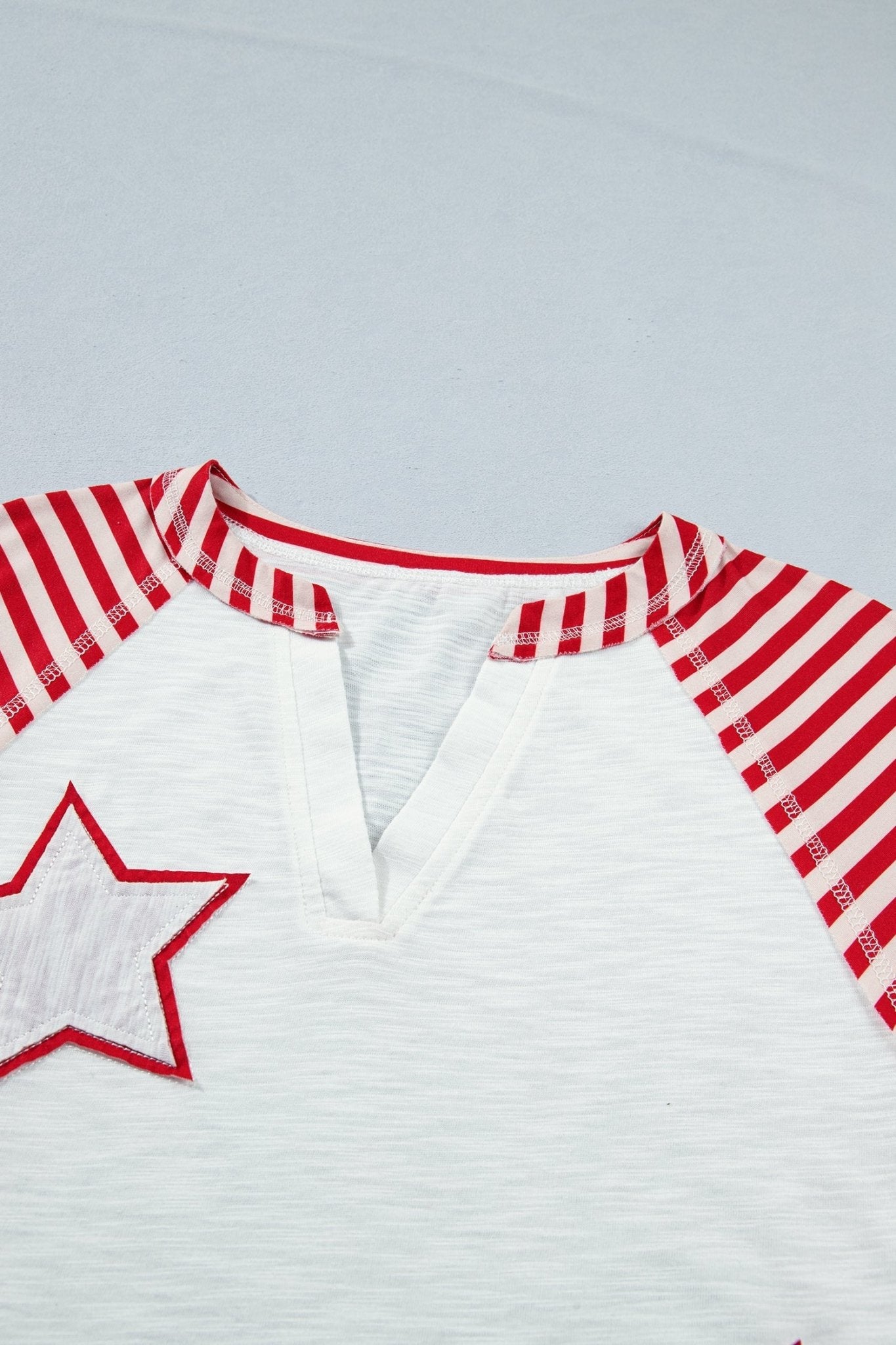 Fiery Red Star Detail Flag Inspired Short Sleeve Top - Loving It Shop