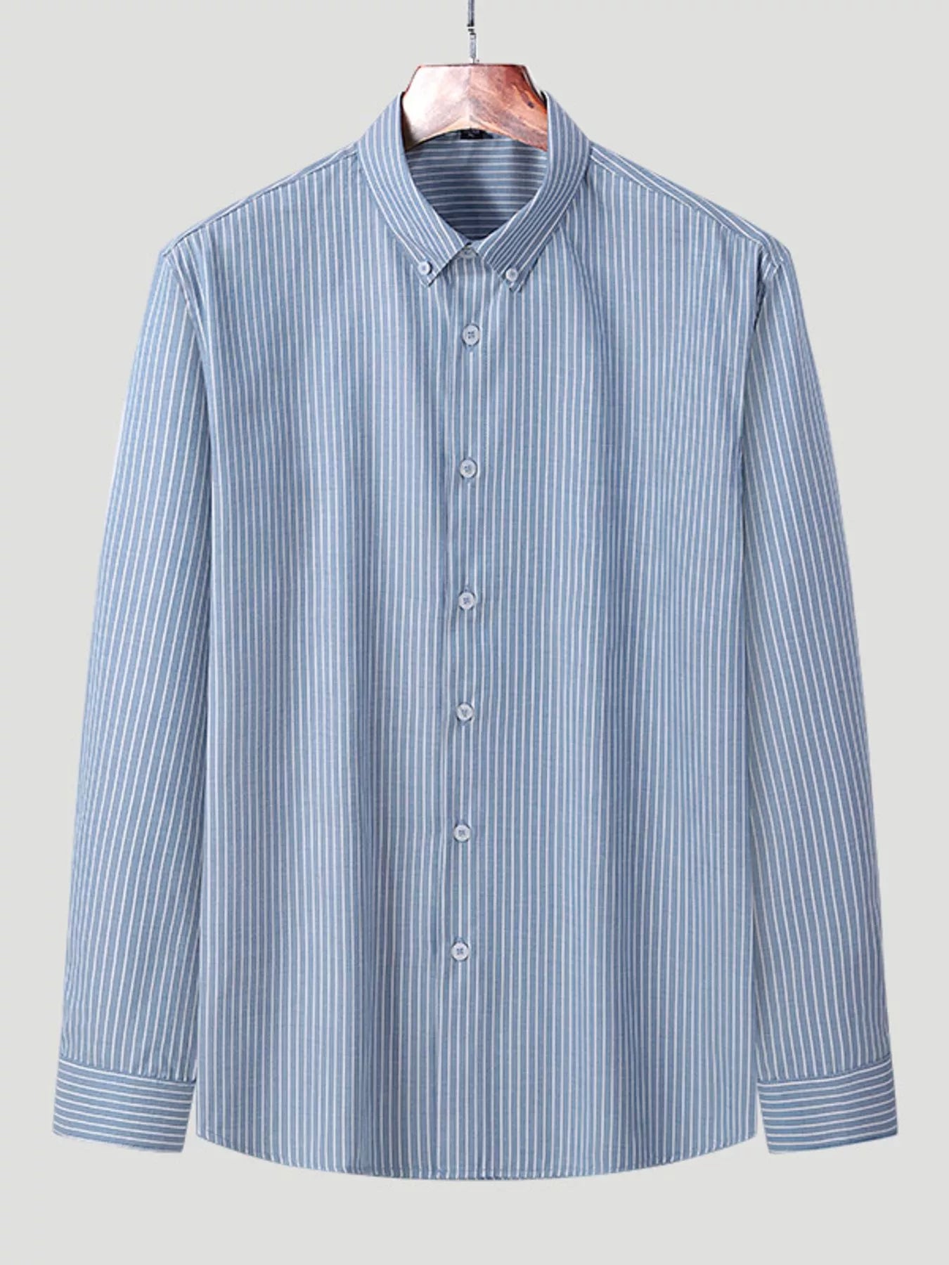 Men's Full Size Casual Striped Button-Down Shirt Plus Size