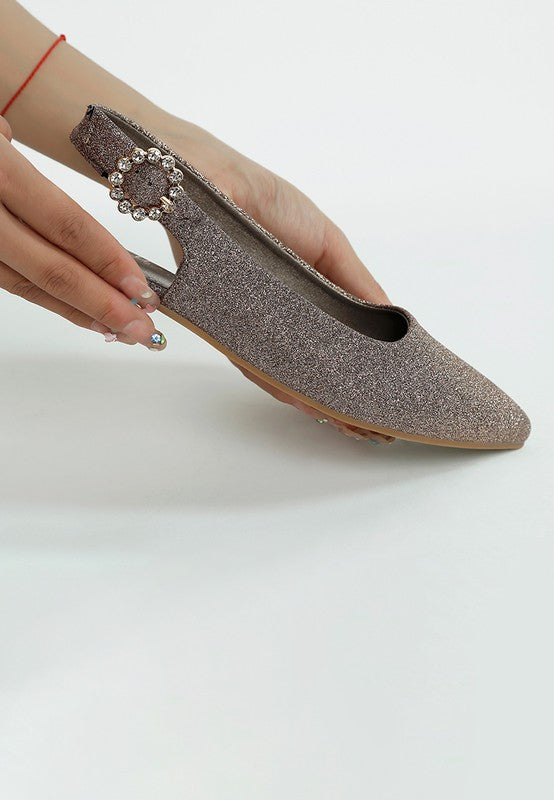 Giora Glitter Slingback Flat Sandals