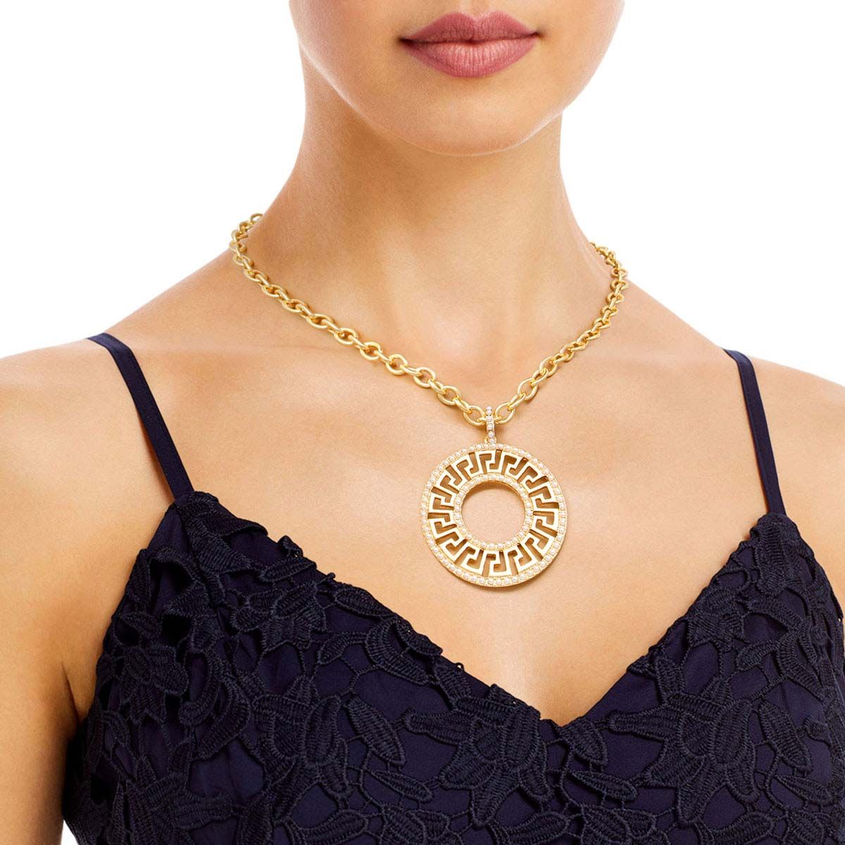 Statement Pearl Necklace with Gold Cable Chain, Trendy Greek-Inspired Jewelry