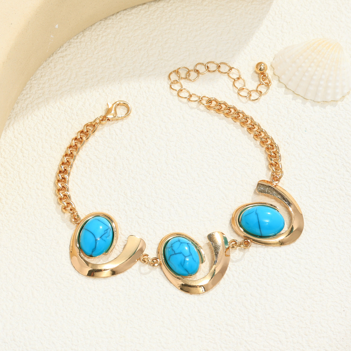 Inlaid Turquoise Spiral Earrings Necklace Bracelet Ring Set