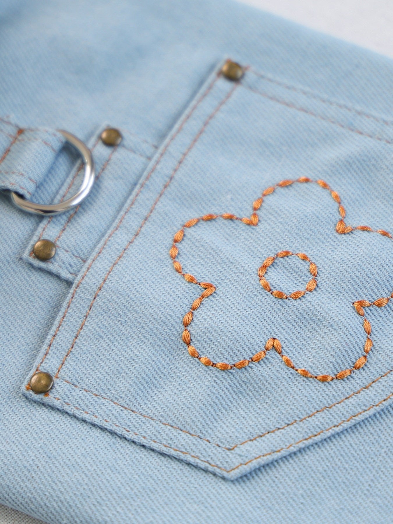 Denim Flower Embroidered Pet Top - Loving It Shop
