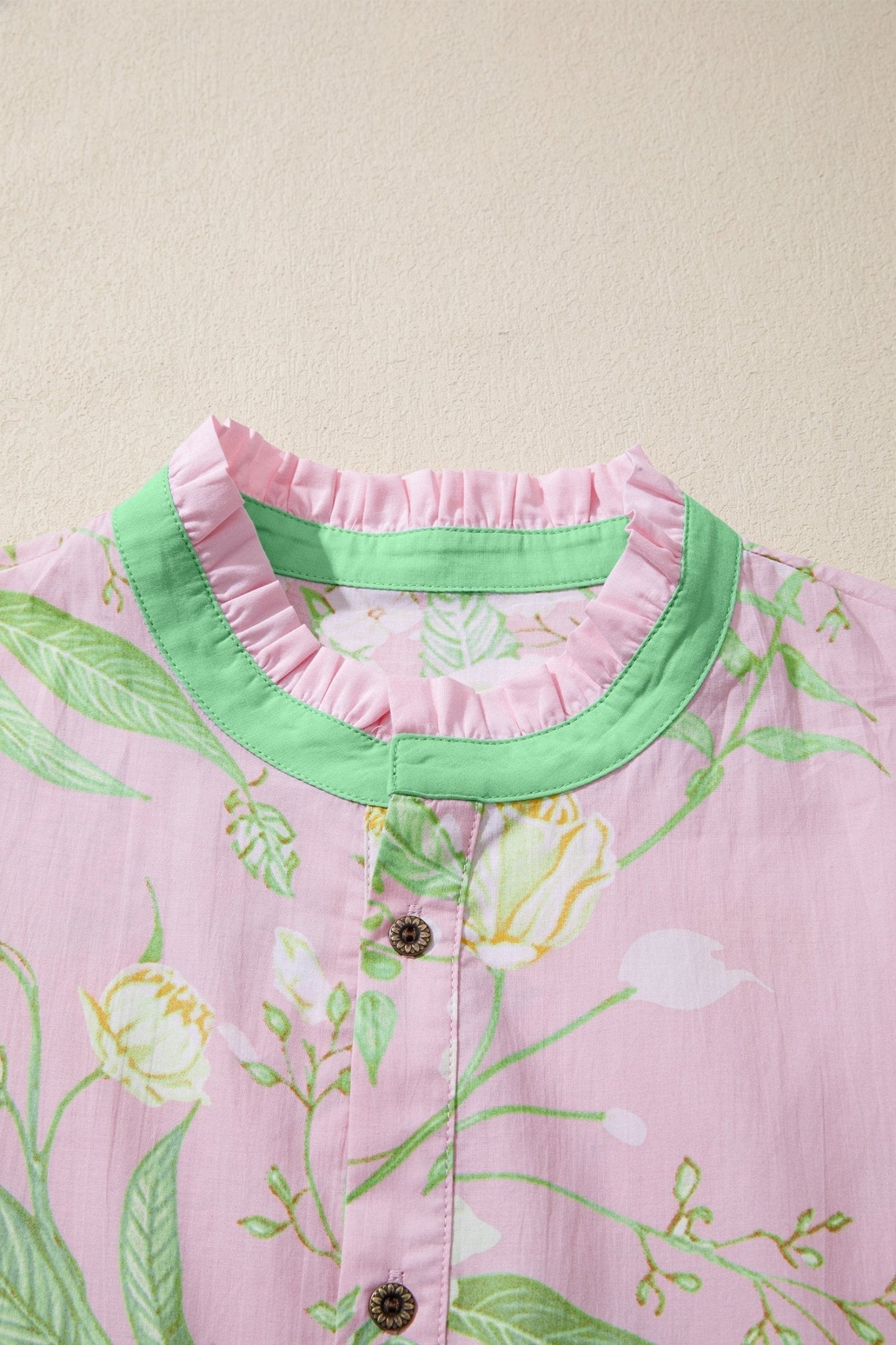 Pink Floral Print Short Puff Sleeve High Waist Tiered Maxi Dress - Loving It Shop